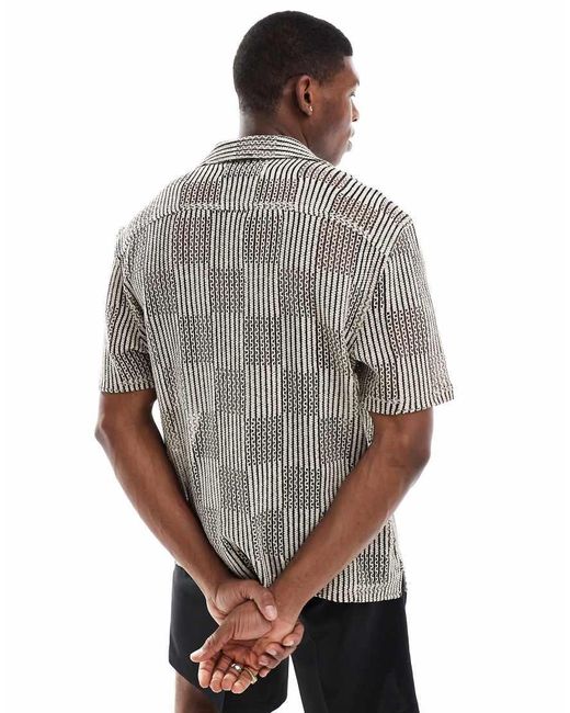 Camicia A Maniche Corte All'Uncinetto Patchwork Misto di Hollister in Gray da Uomo