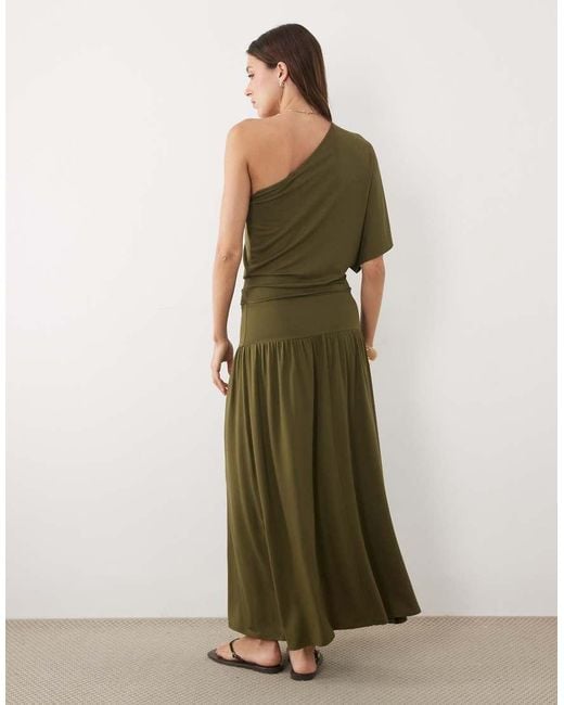 ASOS Green Off Shoulder Slouchy Midi Dress