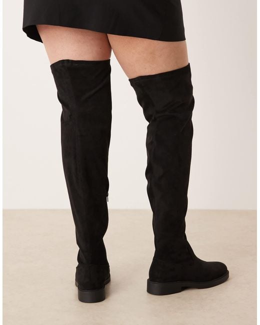 ASOS Black Curve – kacey – elegante, flache overknee-stiefel