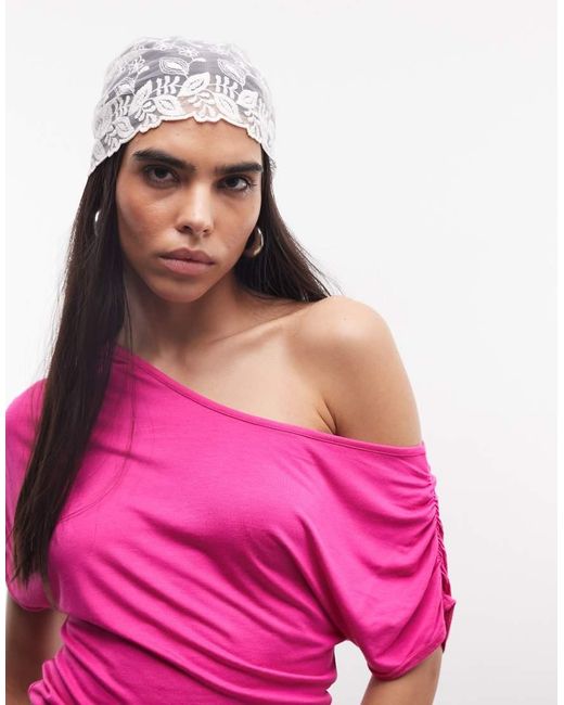 Reclaimed Vintage Pink Head And Waist Scarf With Floral Embroidery