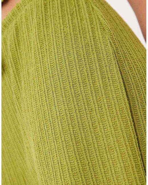 ASOS Green Co-Ord Crochet Straight Leg Trouser With Tie Waist
