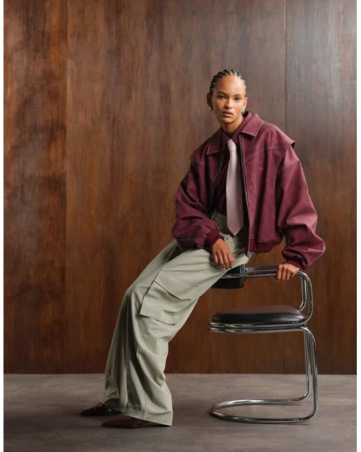 ASOS Brown Tailored Utility Barrel Pants