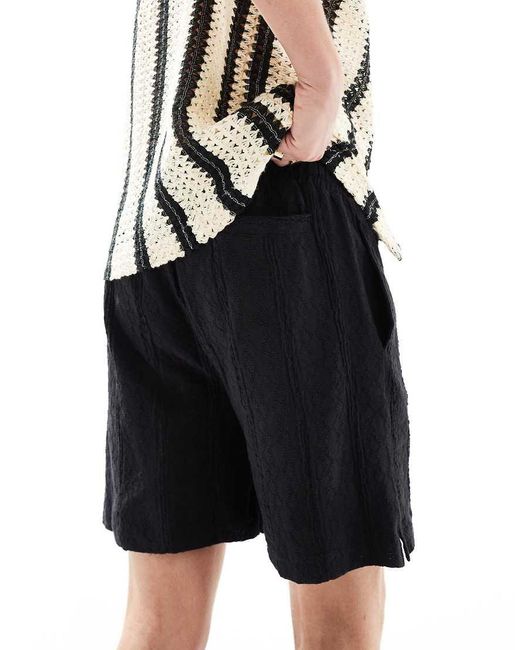 River Island Black Crochet Shorts for men