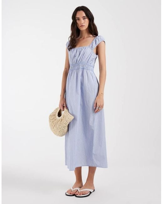 Vero Moda Blue Sleeveless Milkmaid Style Midi Dress