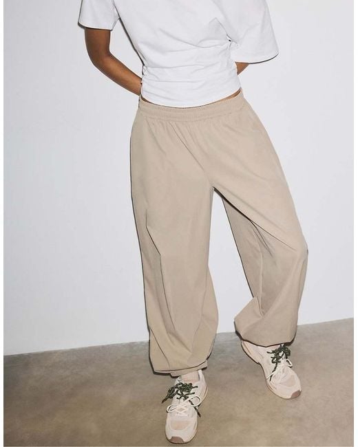 Stradivarius Natural Technical Balloon Parachute Trousers