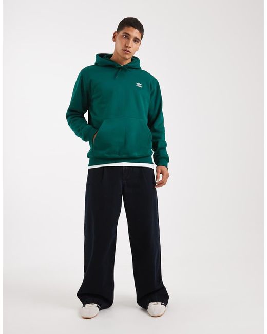 Adidas Originals Green Trefoil Essentials Loose Hoodie for men