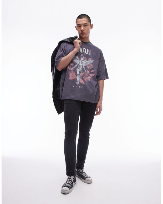 Topman Purple Extreme Oversized Fit T-shirt With Nirvana Angel Print for men