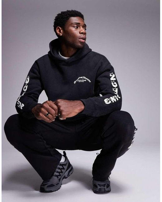 Good For Nothing Blue Space Dye Hoodie With Sleeve And Back Print for men