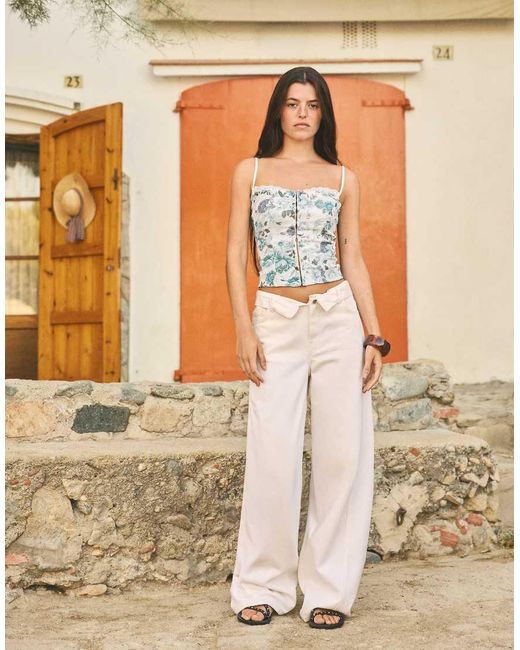 Bershka Blue Corset-Style Strappy Top