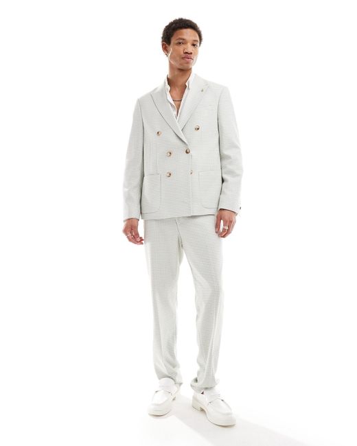 Twisted Tailor – zweireihige anzugjacke mit hahnentrittmuster in White für Herren