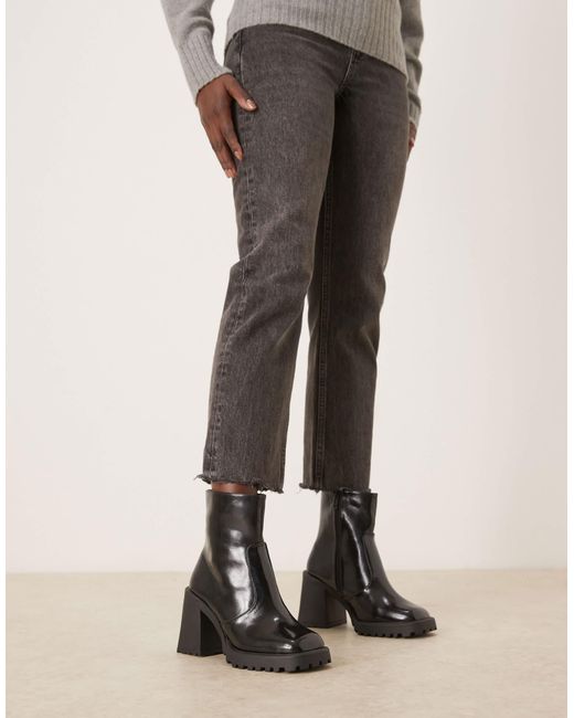 Raid Wide Fit Black Sugar Block Heeled Ankle Boots