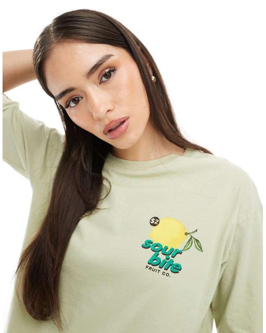 Pull&Bear Green Vintage Lemon Graphic Tee