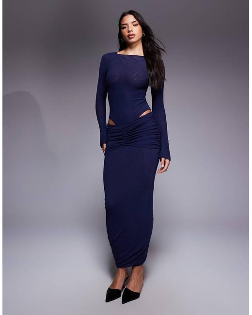 Gonna Lunga Fasciante di Ruched & Ready in Blue