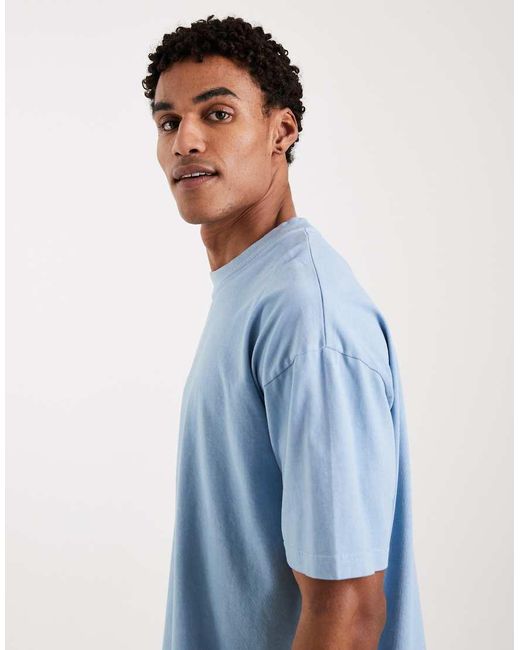 Brave Soul Blue Oversized 240Gsm Acid Wash T-Shirt for men