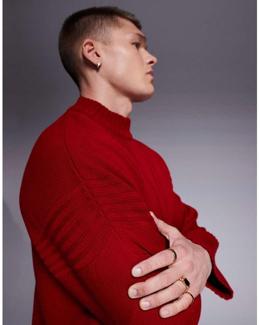 Jersey De Corte Cuadrado Ultragrande Con Cuello Redondo Y Detalles Acanalados De Punto De ASOS de hombre