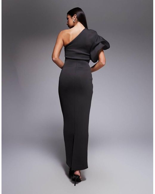 ASOS Black Scrunch One Shoulder Maxi Dress