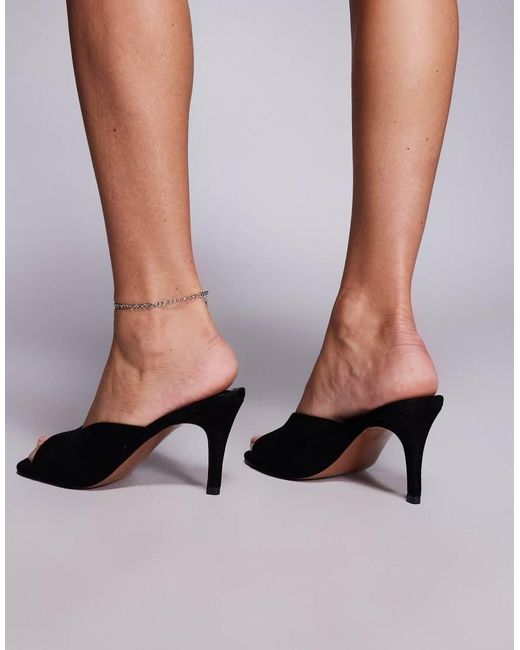 ASOS Natural Husky Mid Heel Mules