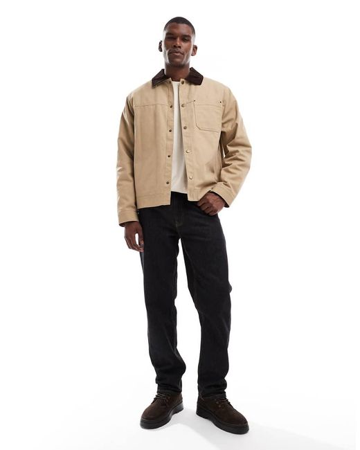 New Look Natural Cord Collar Worker Jacket for men
