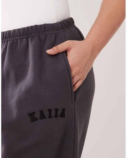 Kaiia Blue Plus Cotton Blend Embroidered Logo Cuffed Trackies