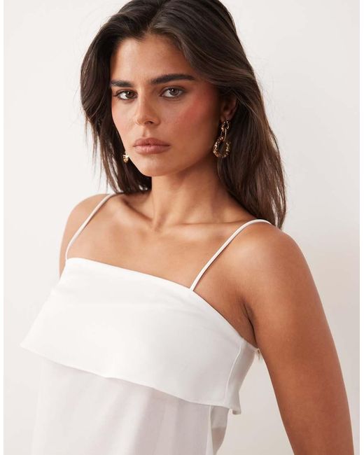 The Frolic White Exclusive Chiffon Overlay Strappy Top