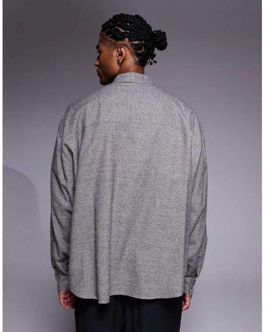 ASOS Gray Volume Oversized Shirt for men