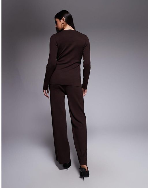 Kaiia Gray Exclusive Ribbed Knit Wide Leg Trousers Co-ord