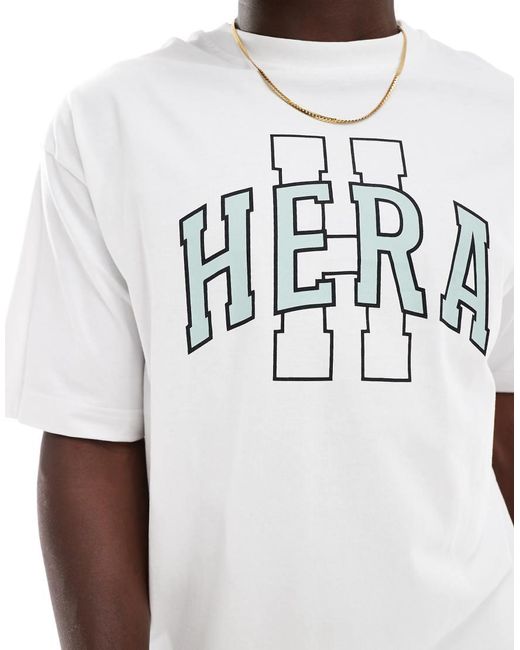 HERA White Varsity Tshirt for men