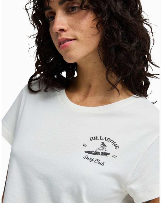 Billabong White Surf The Waves Cropped T-Shirt