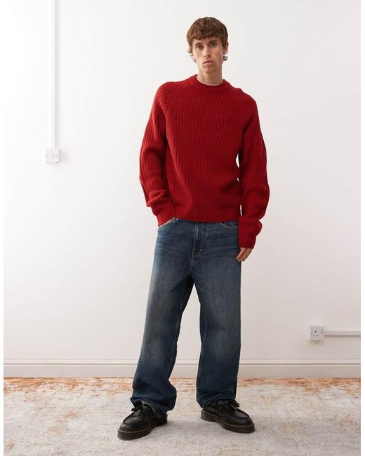 Collusion Red Knitted Sweat for men
