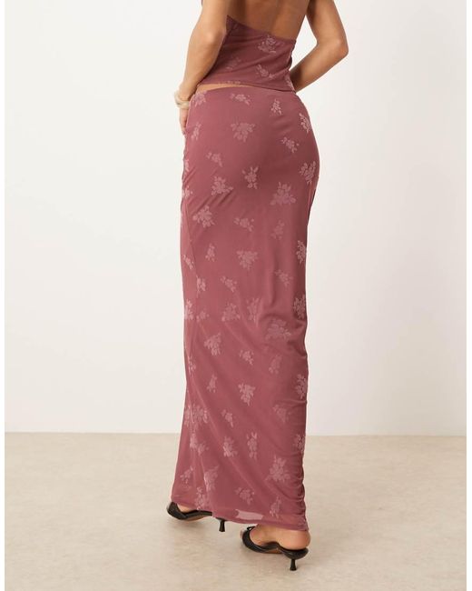Gonna Lunga A Colonna Polvere Con Motivo Floreale Dévoré di ASOS in Pink