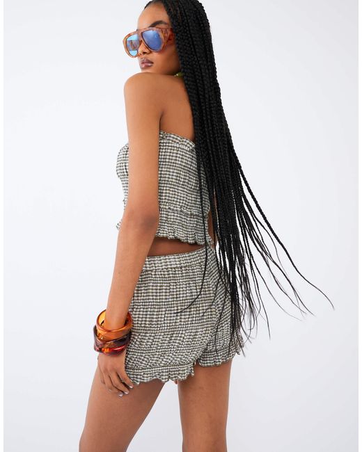 River Island White – geraffte shorts