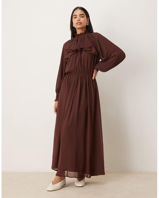 lisa brown dress Lou Ruffle Maxi Dress In Espresso main image 1
