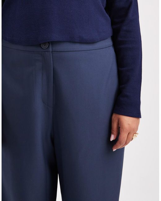 ASOS Blue Asos Design Curve Tailored Relaxed Straight Leg Trousers