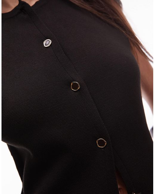 Mango Black Button Through Knitted Waistcoat
