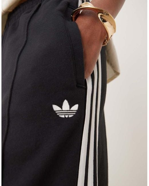 Adidas Originals White 3 Stripe Wide Leg Joggers