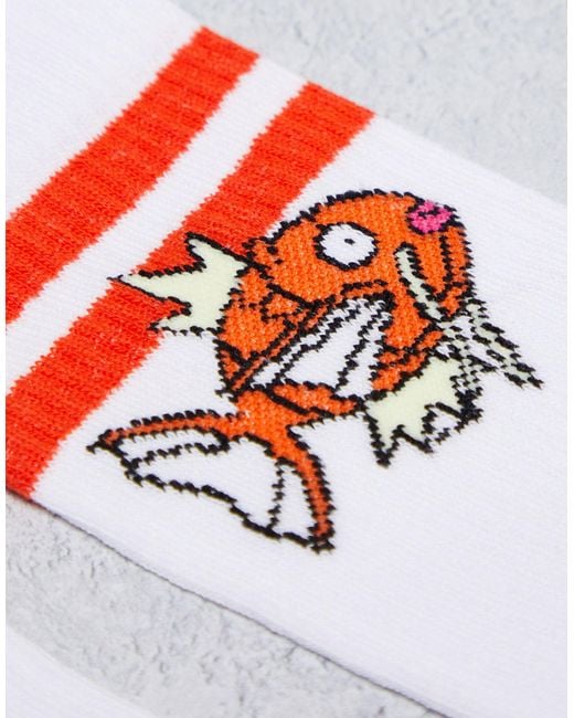 ASOS White 2 Pack Socks With Magikarp And Gyarados Characters for men