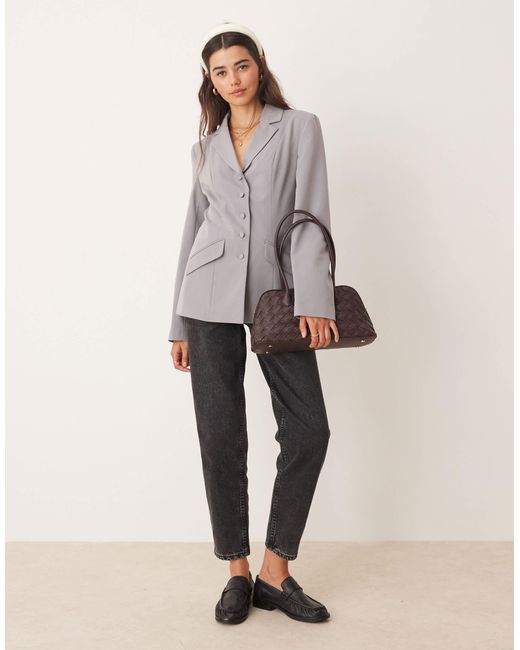 Miss Selfridge Natural Button Through Cinch Blazer