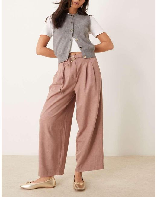 ASOS Pink Tailored Barrel Leg Trouser With Double Ties