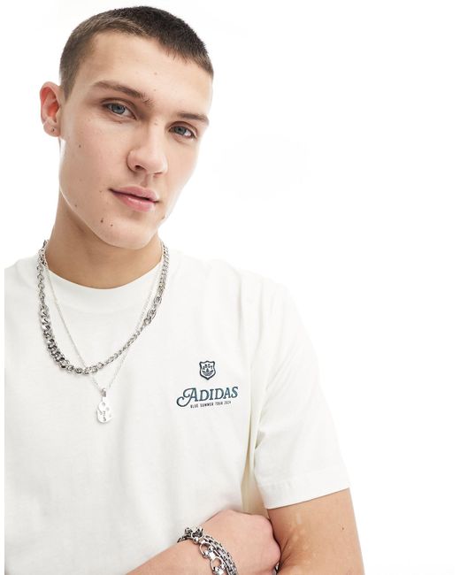 T-shirt avec inscription logo - cassé Adidas Originals pour homme en coloris White