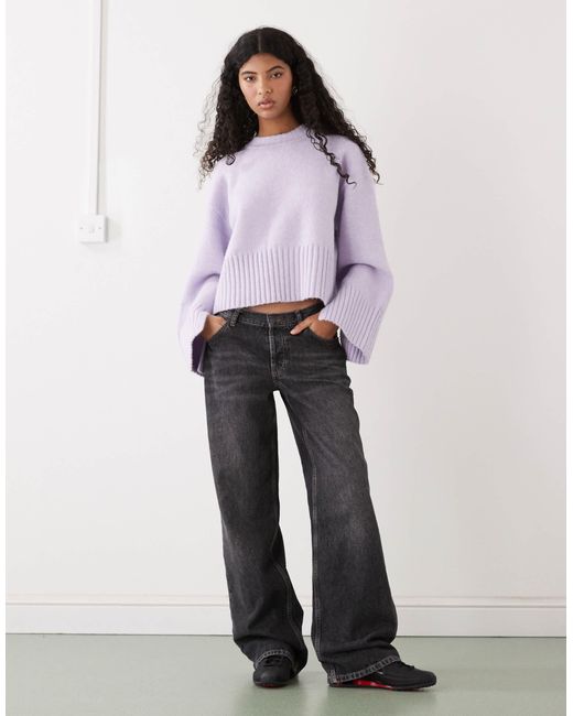 Monki Purple – oversize-strickpullover