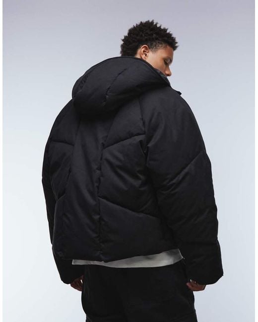 ASOS Black Oversized Hooded Puffer Jacket for men