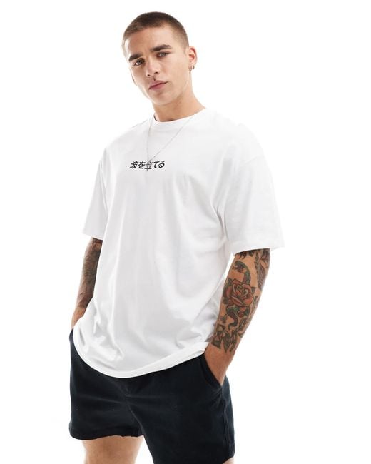 Jack & Jones Oversized T-shirt With Japanese Wave Backprint