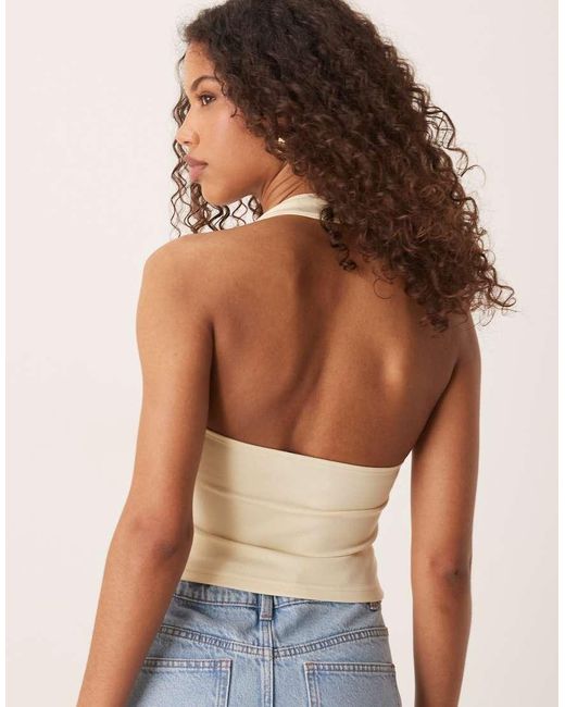 ASOS Blue Premium Ponte Halter Neck Top