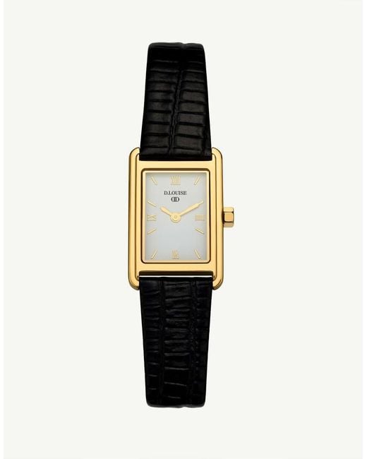D.Louise White Waterproof Tarnish-Free Classic Leather Rectangle Watch