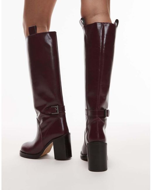 ASOS Red Casper Premium Leather Round Toe Knee Boots