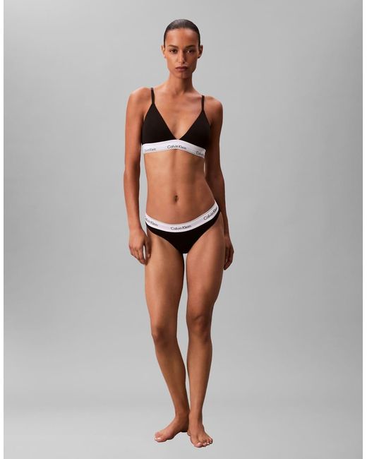Calvin Klein Black Lightly Lined Icon Cotton Modal Triangle Bralette