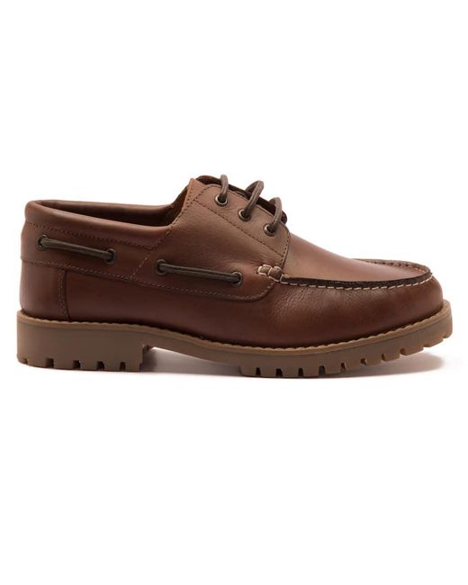 Thomas Crick Brown 'Cape' Leather Casual Lace-Up Boat Shoes for men