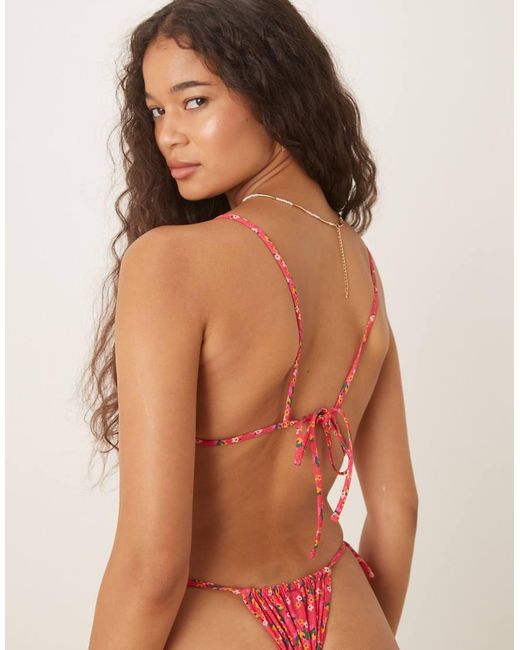 Wild Lovers Orange Rio Floral Print Triangle Bikini Top