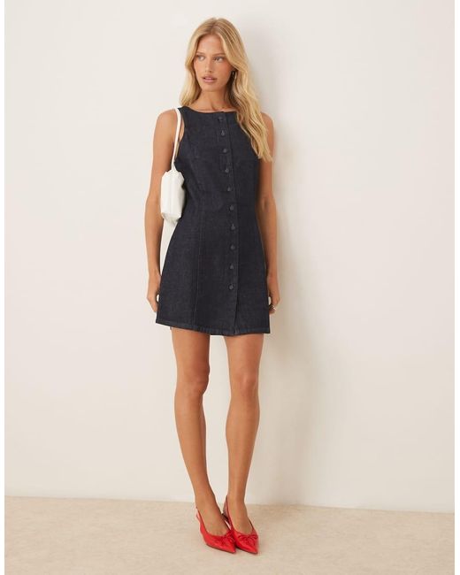 ASOS Blue Denim Button Through Waistcoat Dress
