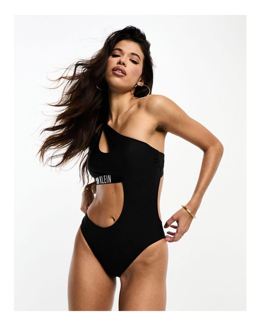 Calvin Klein Black Intense Power Rib Cut Out Swimsuit